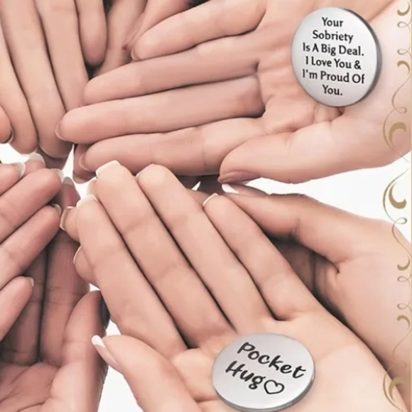 3 for $10 Silver Sobriety is A BIG DEAL double-sided Coins Pocket Hug - Picture 6 of 6